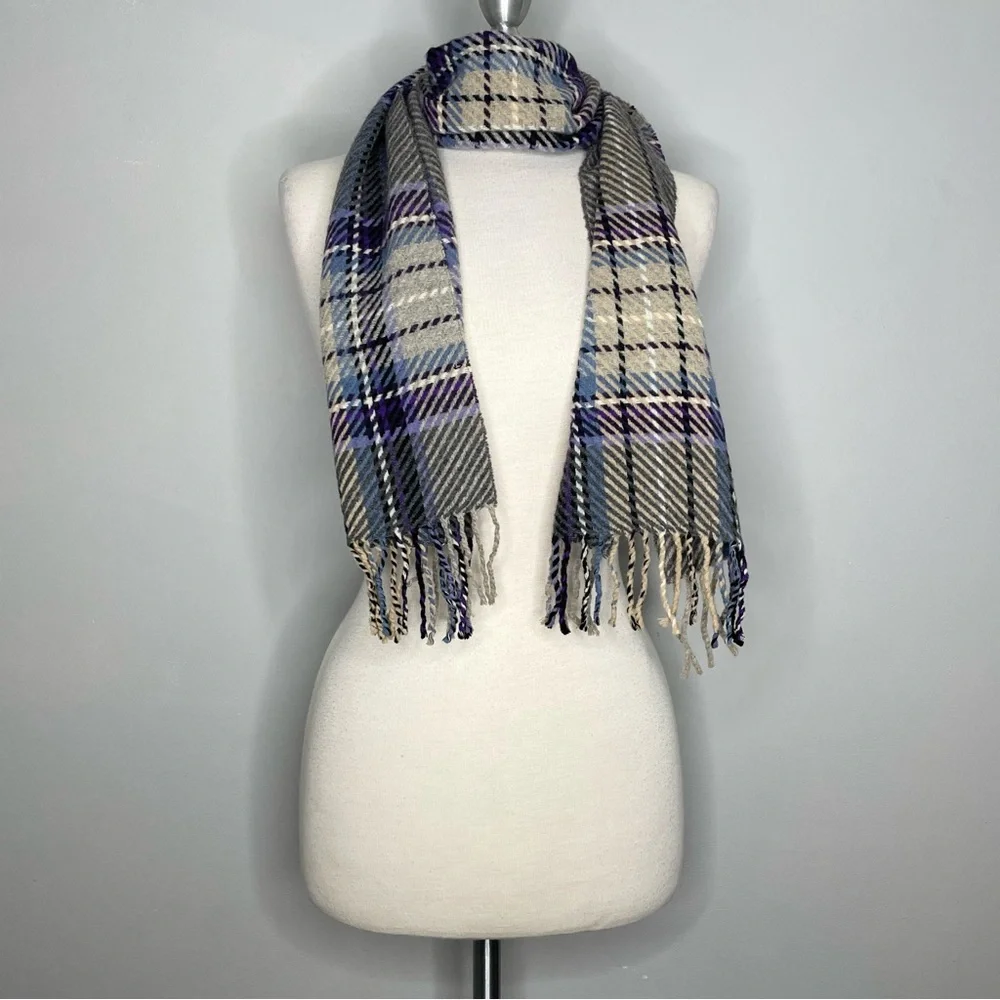 FIORI DI FIRENZE Plaid Oblong Wool Scarf